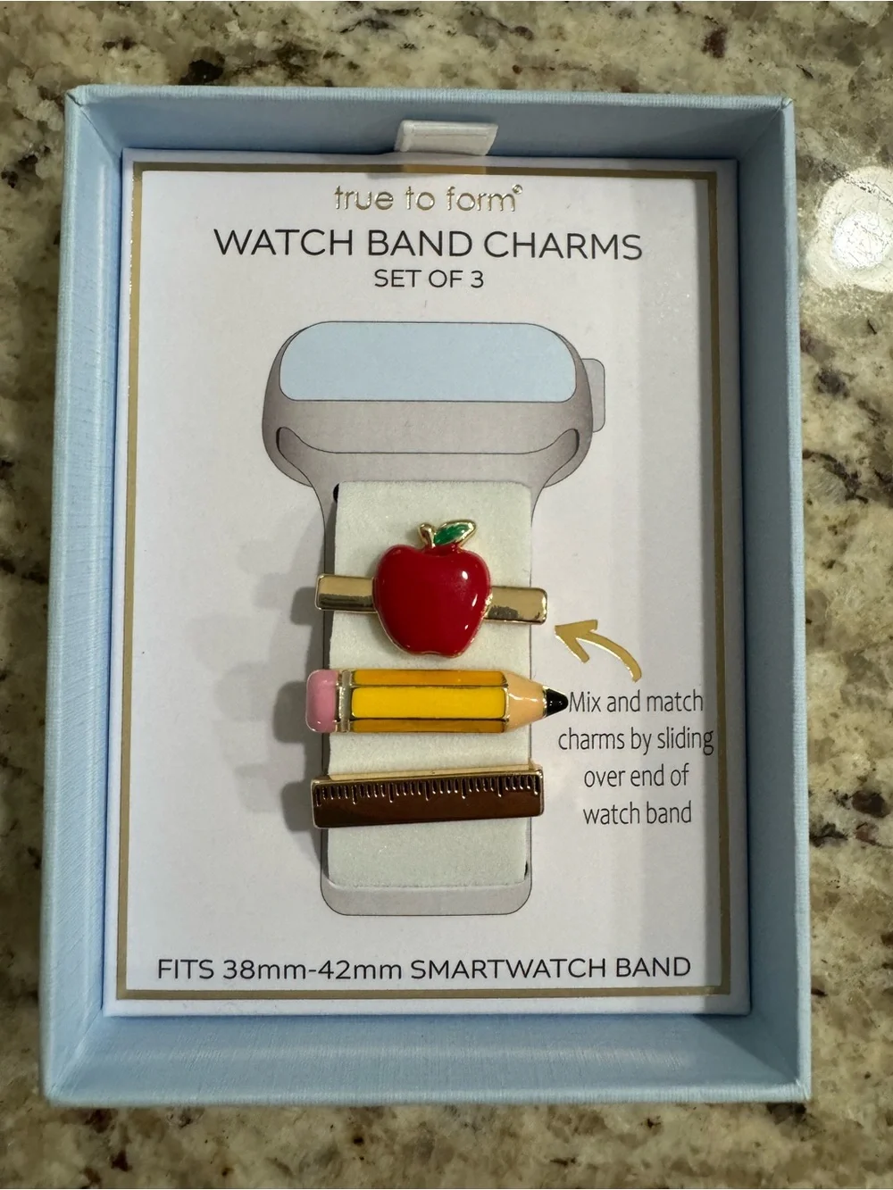 True to Form Apple Watch Charms Apple, Pencil, Ruler Set of 3